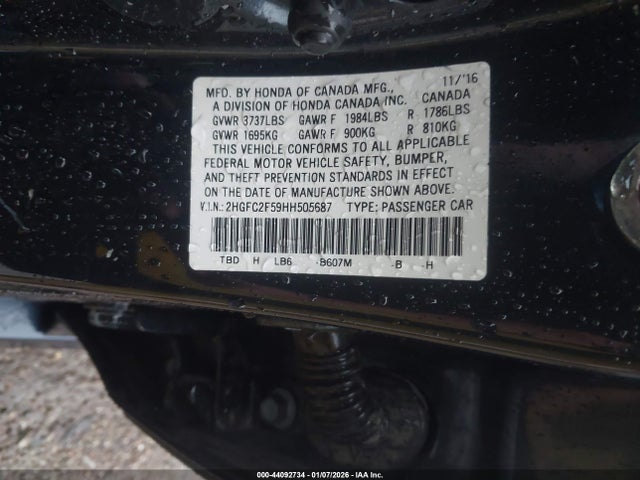 Honda Civic Lx 2017 2HGFC2F59HH505687 Image 9