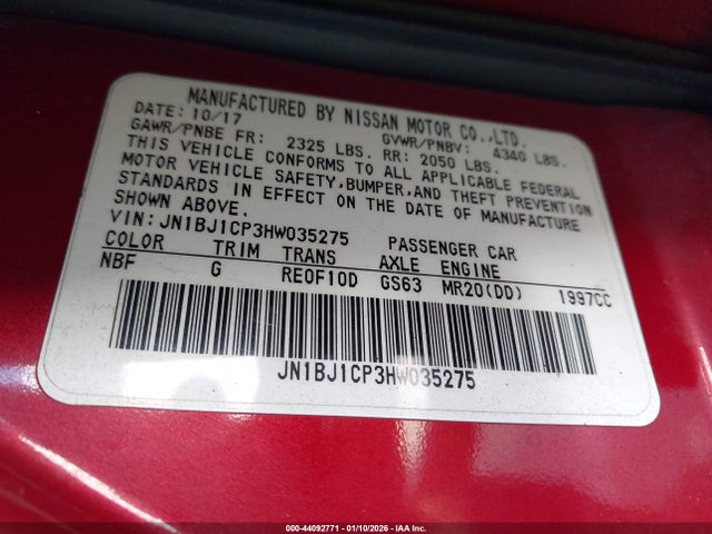 JN1BJ1CP3HW035275 Nissan Rogue Sport S