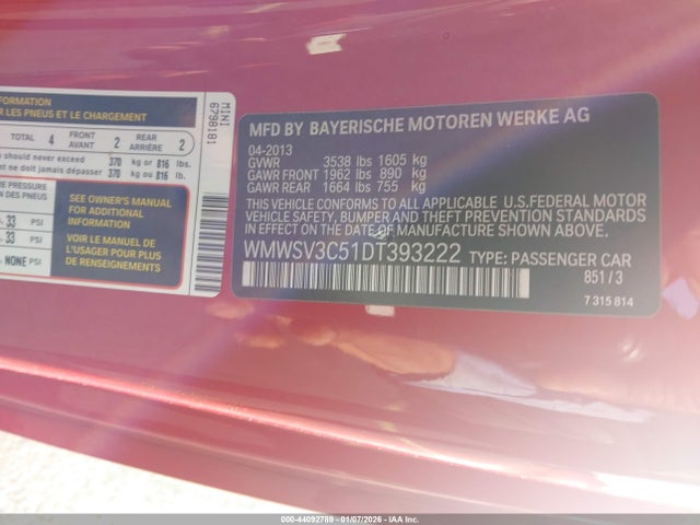 2013 MINI HARDTOP WMWSV3C51DT393222 Photo 8