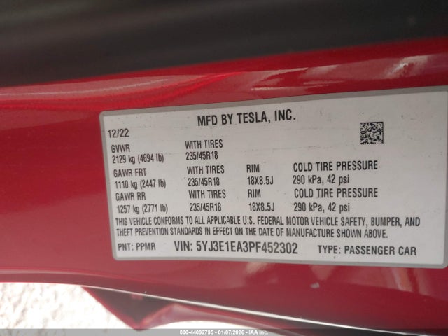 2023 TESLA MODEL 3 5YJ3E1EA3PF452302 Photo 8