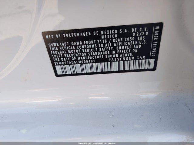 3VWG57AU5LM009401 Volkswagen Golf 1.4t Tsi