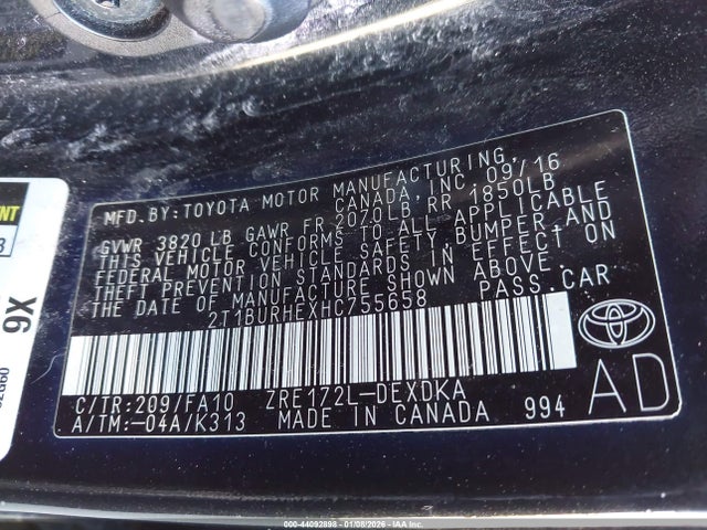 Toyota COROLLA L 2017 2T1BURHEXHC755658 Image 9