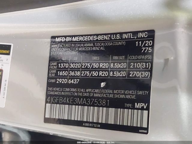 2021 MERCEDES-BENZ GLE 350 4JGFB4KE3MA375381 Photo 8