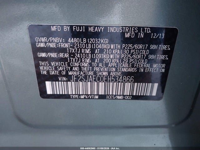 Subaru Forester 2.5i Premium 2014 JF2SJAEC0EH534866 Image 9