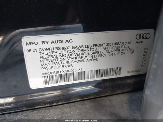 2021 AUDI S8 WAU8SBF8XMN025354 Photo 8