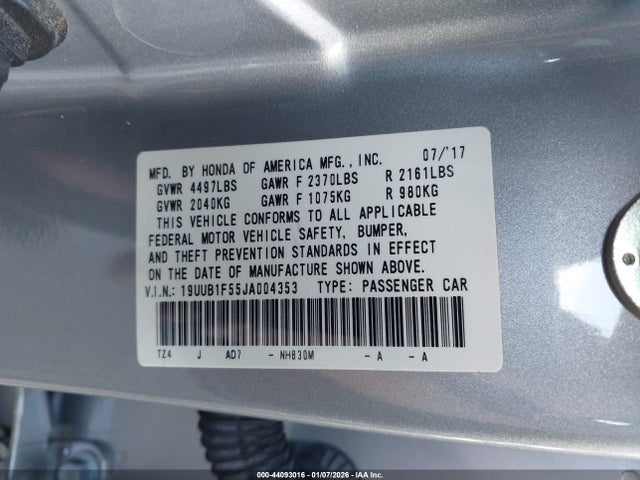 19UUB1F55JA004353 Acura Tlx Tech Pkg