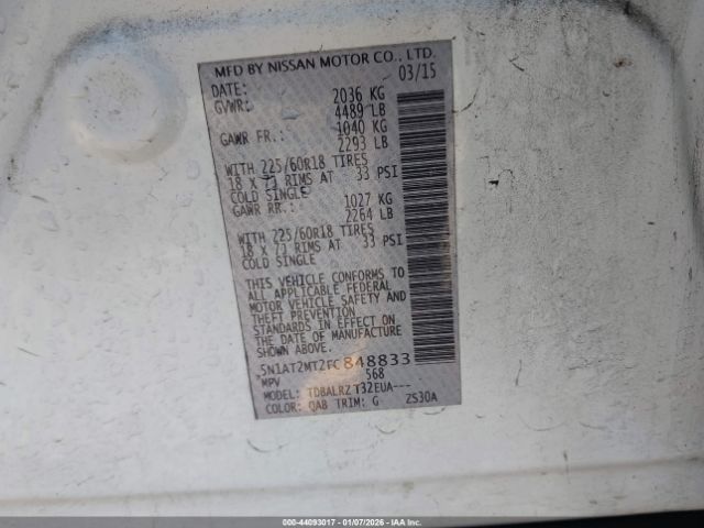 2015 NISSAN ROGUE 5N1AT2MT2FC848833 Photo 8