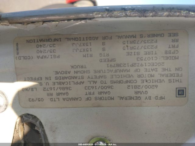 1993 CHEVROLET GMT-400 2GCEC19Z2P1238791 Photo 8