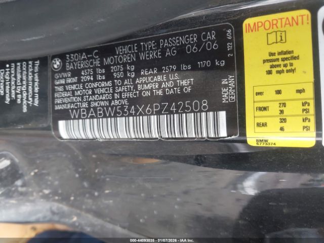 2006 BMW 330CI WBABW534X6PZ42508 Photo 8