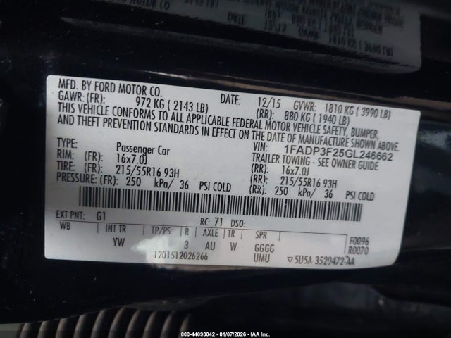 Ford FOCUS SE 2016 1FADP3F25GL246662 Image 9