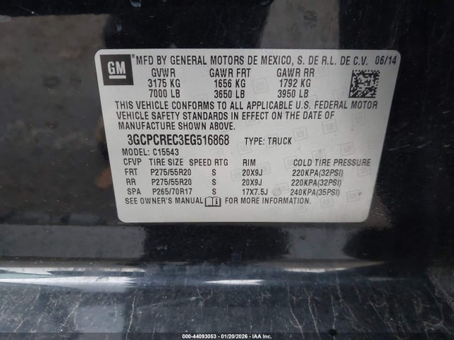 3GCPCREC3EG516868 Chevrolet Silverado 1500 1lt