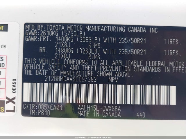 2T2BBMCA4SC097383 Lexus Rx 350h Premium