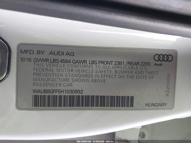 2017 AUDI A3 WAUB8GFF5H1030992 Photo 8