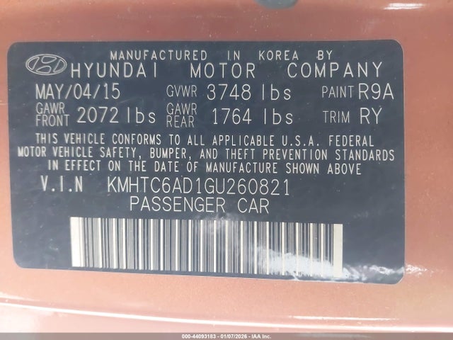 Hyundai Veloster 2016 KMHTC6AD1GU260821 Image 9
