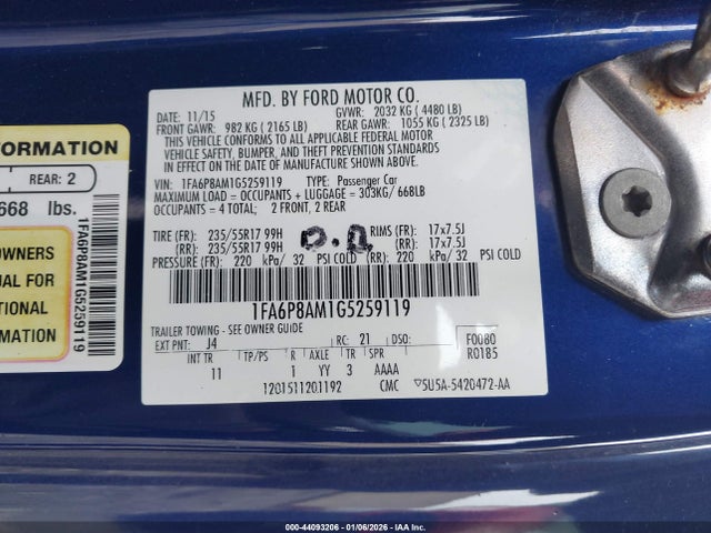 2016 FORD MUSTANG 1FA6P8AM1G5259119 Photo 8