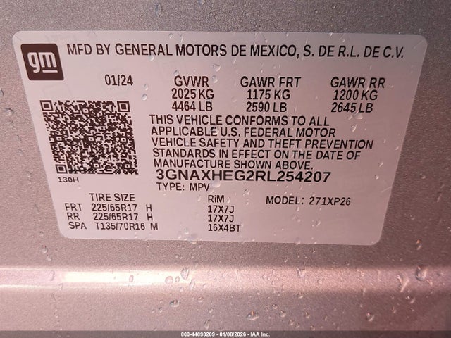 2024 Chevrolet Equinox Fwd Ls მანქანა იყიდება აუქციონზე, vin: 3GNAXHEG2RL254207, აუქციონის ნომერი: 44093209