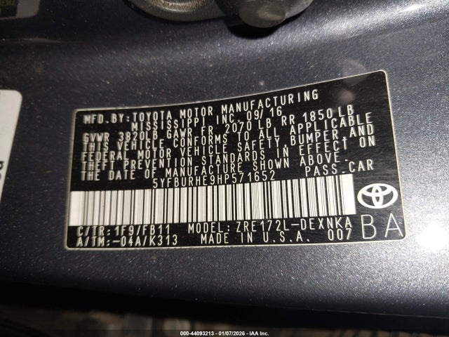 5YFBURHE9HP571652 Toyota COROLLA LE