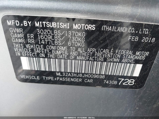 2018 MITSUBISHI MIRAGE ML32A3HJ8JH009698 Photo 8