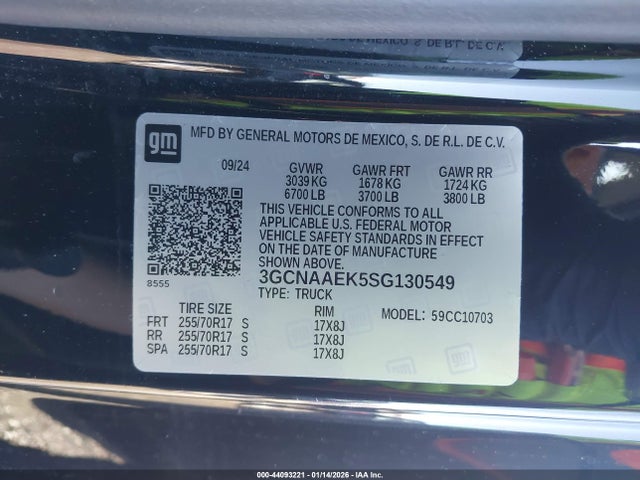 3GCNAAEK5SG130549 Chevrolet Silverado 1500 2wd Standard Bed Wt