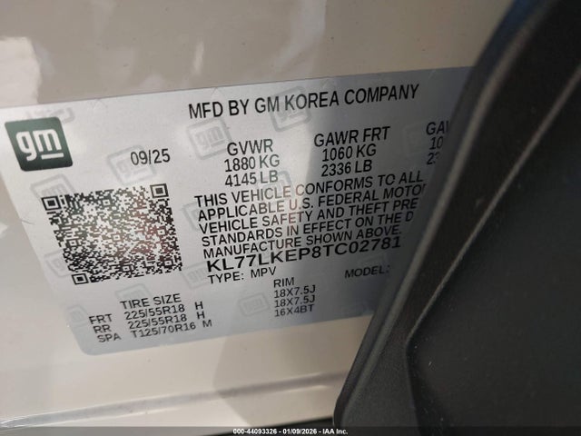 KL77LKEP8TC027812 Chevrolet Trax Fwd Activ