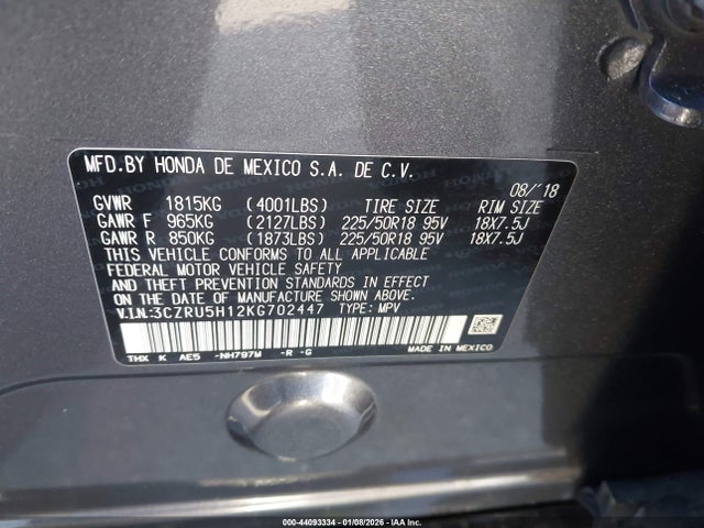 3CZRU5H12KG702447 Honda HR-V SPORT