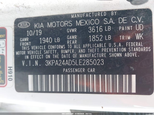 3KPA24AD5LE285023 KIA RIO S