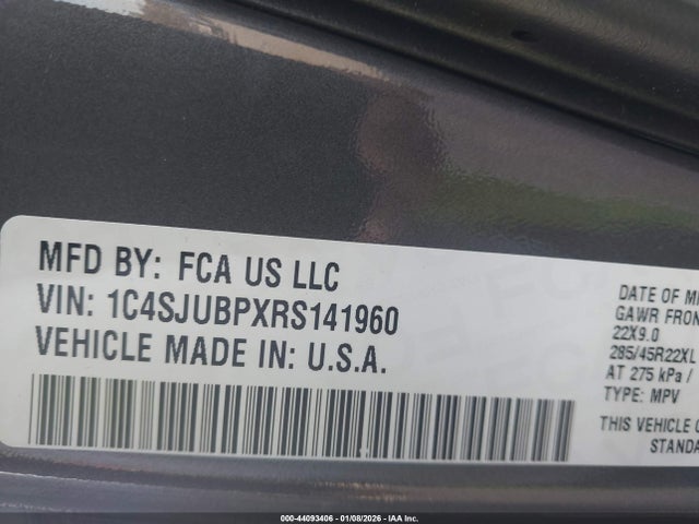 1C4SJUBPXRS141960 Jeep Wagoneer Series Ii Carbide 4x2