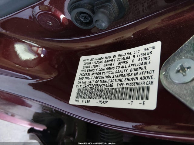 Honda Civic Ex-l 2015 19XFB2F95FE251540 Image 9