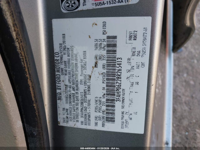 Продаж на аукціоні авто 2008 Ford Fusion S, vin: 3FAHP06Z28R265413, номер лоту: 44093464