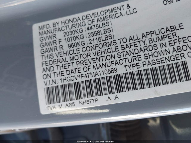 1HGCV1F47MA110589 Honda Accord Sport Special Edition