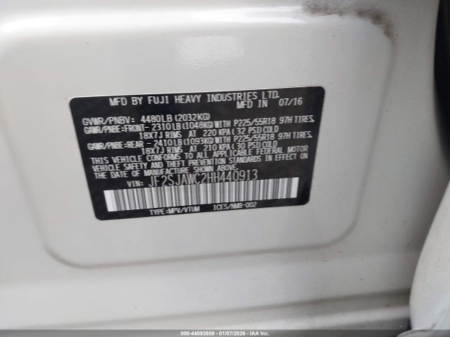 Subaru Forester 2.5i Touring 2017 JF2SJAWC2HH440913 Image 9