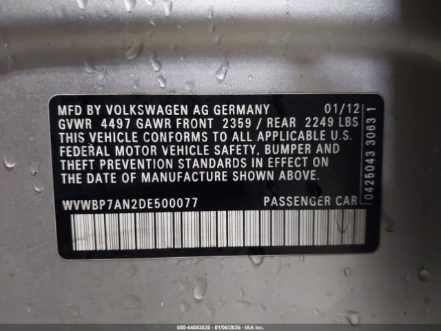 2013 VOLKSWAGEN CC WVWBP7AN2DE500077 Photo 8