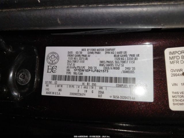 2020 FORD F-150 1FTEW1EP1LFB21573 Photo 8