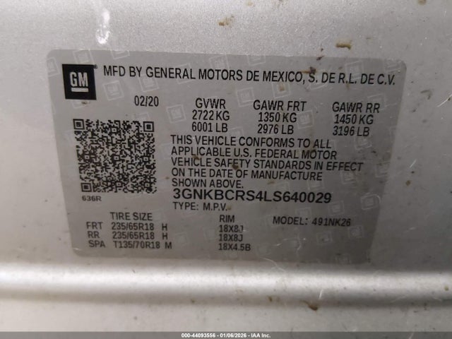 Продажа на аукционе авто 2020 Chevrolet Blazer Fwd 2lt, vin: 3GNKBCRS4LS640029, номер лота: 44093556