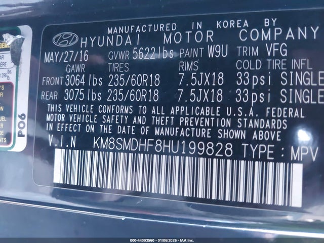 Hyundai Santa Fe Se 2017 KM8SMDHF8HU199828 Image 9