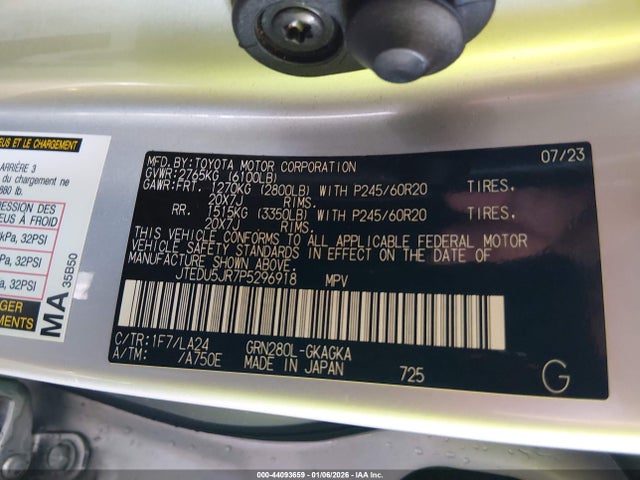 JTEDU5JR7P5296918 Toyota 4runner Limited