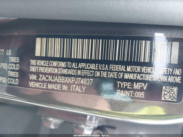 Aukcja sprzedaży 2019 Jeep Renegade Latitude Fwd, vin: ZACNJABBXKPJ74837, numer aukcji: 44093677