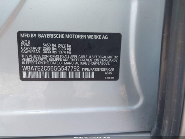 2016 BMW 740I WBA7E2C56GG547792 Photo 8