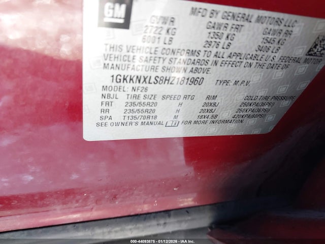 1GKKNXLS8HZ181960 GMC Acadia Denali