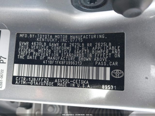 2015 TOYOTA CAMRY 4T1BF1FK8FU996313 Photo 8
