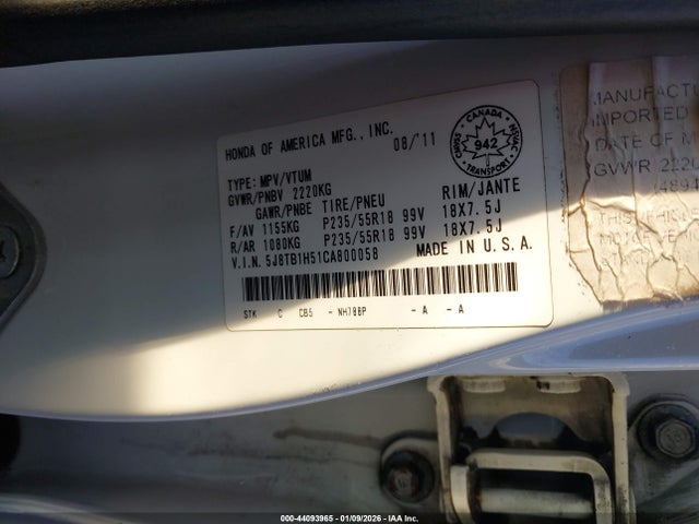 2012 ACURA RDX 5J8TB1H51CA800058 Photo 8