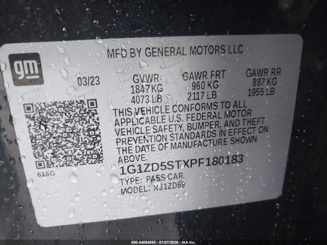 1G1ZD5STXPF180183 Chevrolet Malibu Fwd 1lt