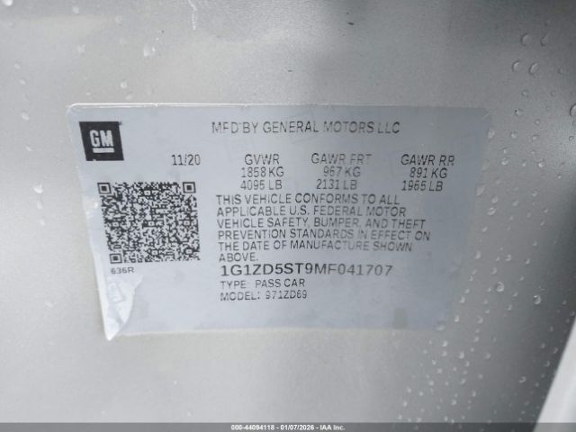 2021 CHEVROLET MALIBU 1G1ZD5ST9MF041707 Photo 8