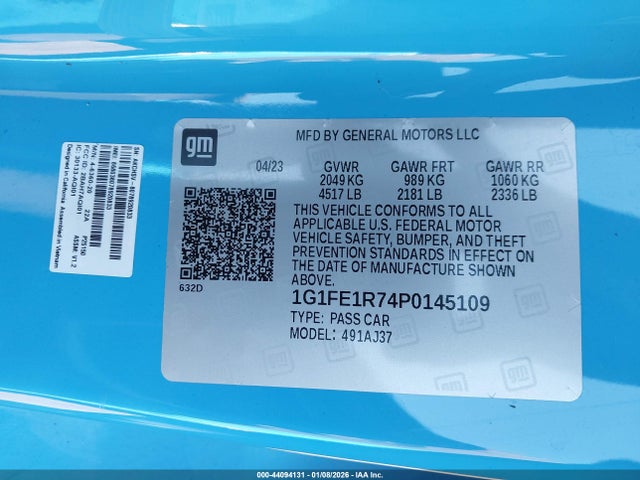 1G1FE1R74P0145109 Chevrolet Camaro Rwd 1ss