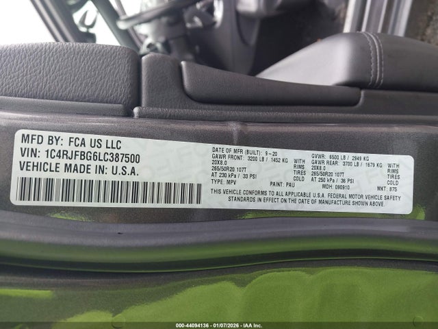 2020 JEEP GRAND CHEROKEE 1C4RJFBG6LC387500 Photo 8