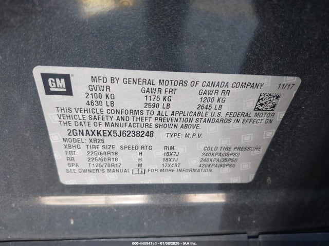 Chevrolet EQUINOX LT 2018 2GNAXKEX5J6238248 Image 9