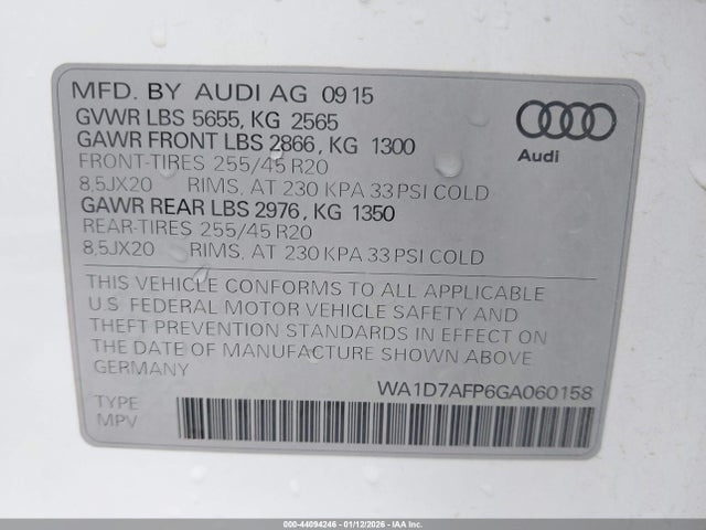2016 AUDI Q5 WA1D7AFP6GA060158 Photo 8