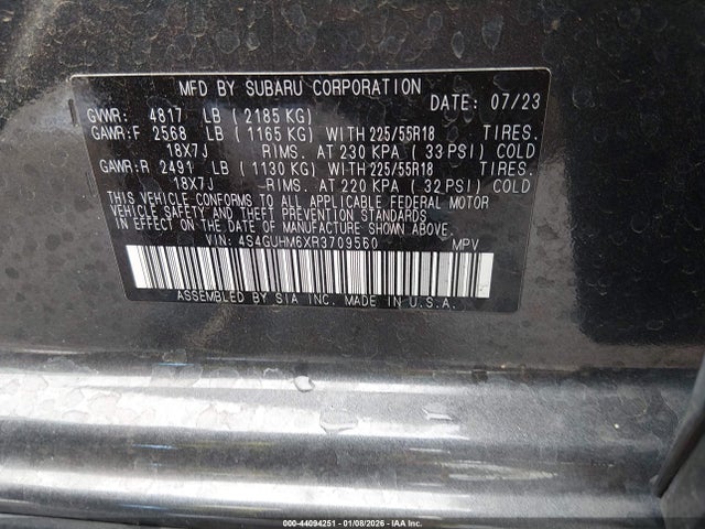 4S4GUHM6XR3709560 Subaru Crosstrek Limited