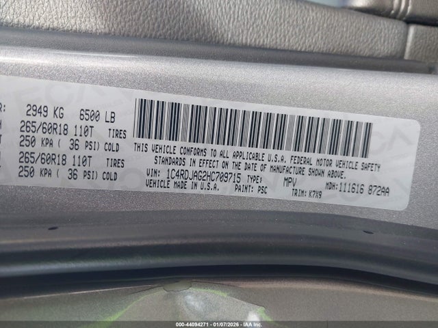 Dodge Durango Sxt Awd 2017 1C4RDJAG2HC709715 Image 9
