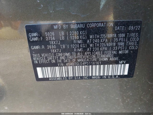 2023 SUBARU OUTBACK 4S4BTGLD4P3118161 Photo 8